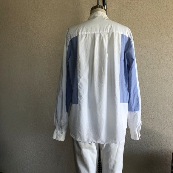 FC Panel Button Up Top Blouse Patch Striped Pocket - Picture 3 of 4